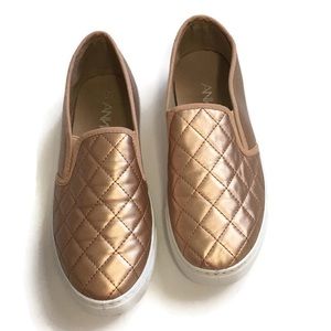 Anna Rose Gold Quilted Slip-on Shoes Size 7